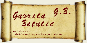 Gavrila Betulić vizit kartica